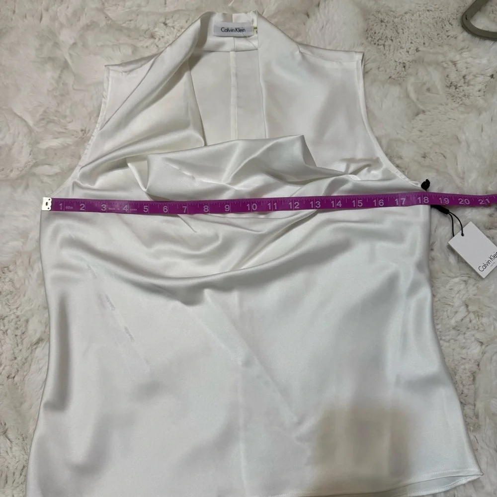 Calvin Klein Ivory Draped Sleeveless Top - Picture 4 of 7